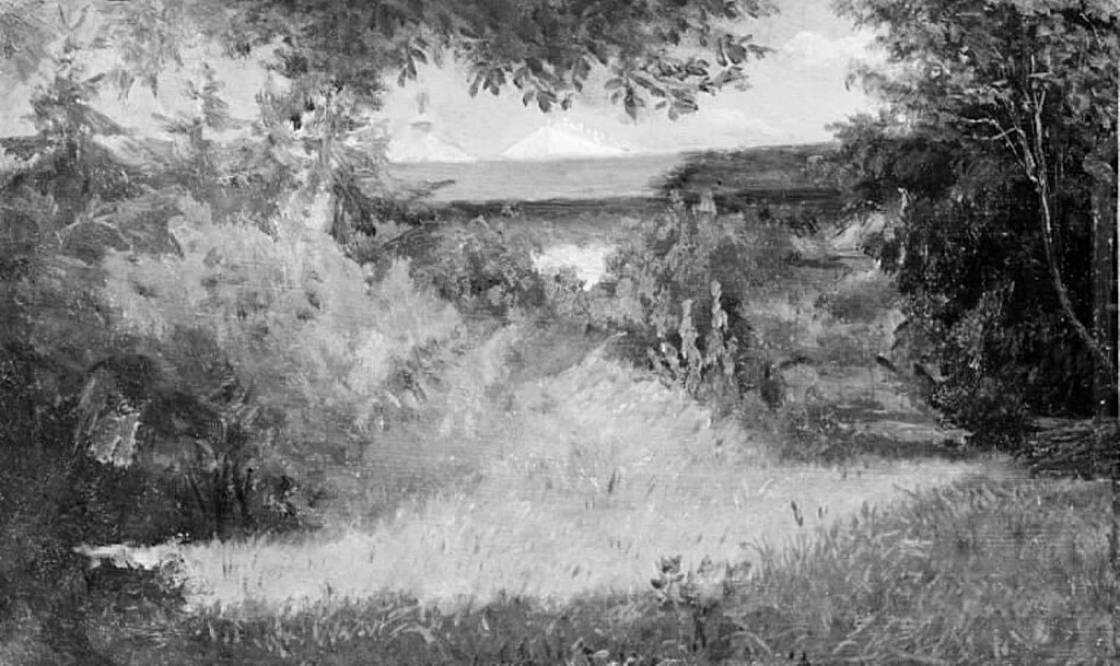 Paesaggio con un edificio sullo sfondo - Statens Museum for Kunst